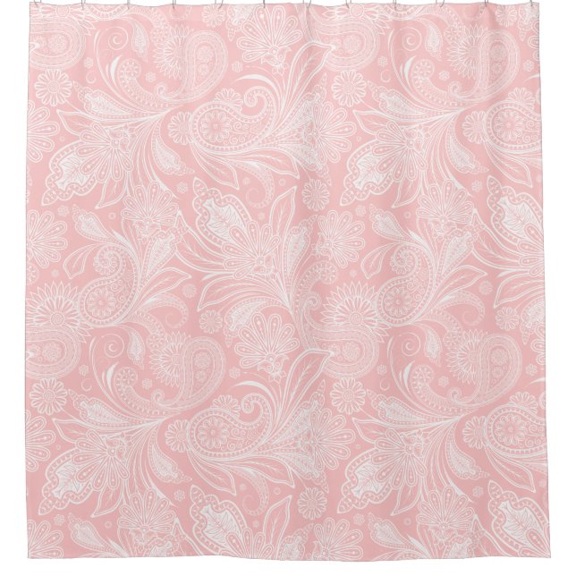 Pastell Pink und Verziert Paisley Duschvorhang (Vorderseite)
