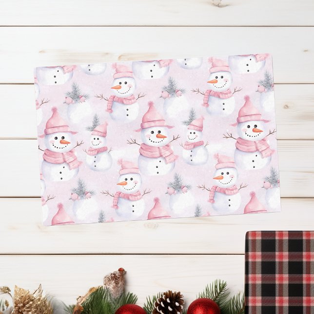 Pastell Pink Weihnachten Wasserfarbe Schneemann Seidenpapier (Von Creator hochgeladen)