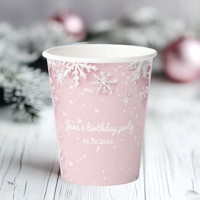 Pastell Pink Winter Wonderland Schneeflocke Pappbecher (Von Creator hochgeladen)