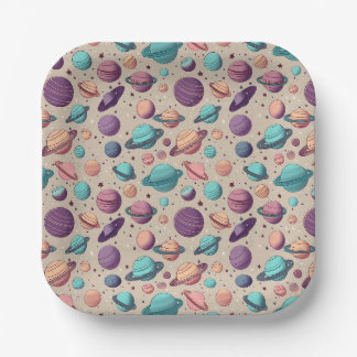 Pastell Planeten Pappteller