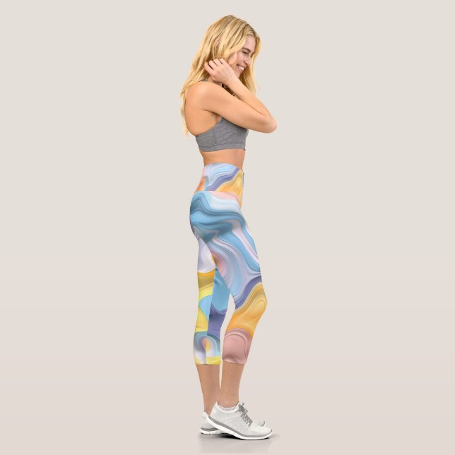Pastell Plastische Flüssigkeit Abstrakt Capri Leggings (Rechts)