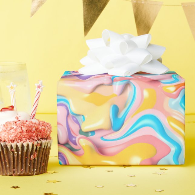 Pastell Plastische Flüssigkeit Abstrakt Geschenkpapier (Geburtstagsparty)