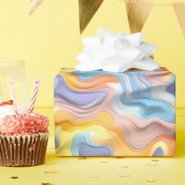 Pastell Plastische Flüssigkeit Abstrakt Geschenkpapier (Geburtstagsparty)