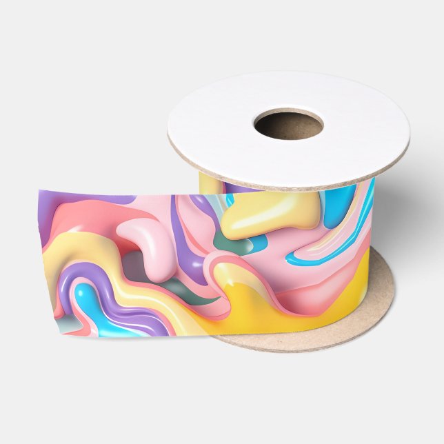 Pastell Plastische Flüssigkeit Abstrakt Satinband (Spule)