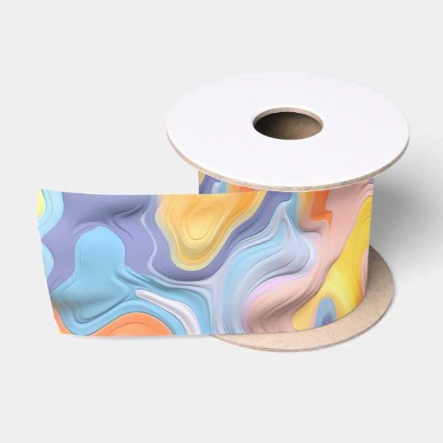 Pastell Plastische Flüssigkeit Abstrakt Satinband (Spule)