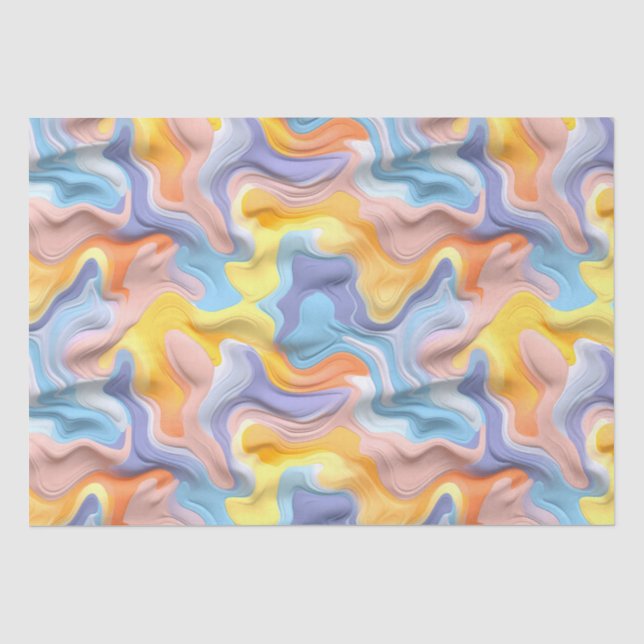 Pastell Plastische Flüssigkeit Abstrakt Seidenpapier (Vorderseite)