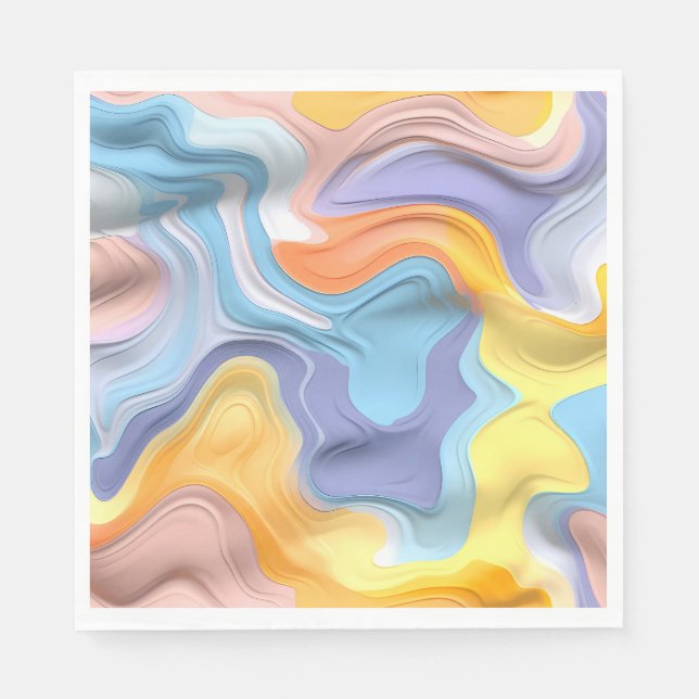 Pastell Plastische Flüssigkeit Abstrakt Serviette (Vorderseite)
