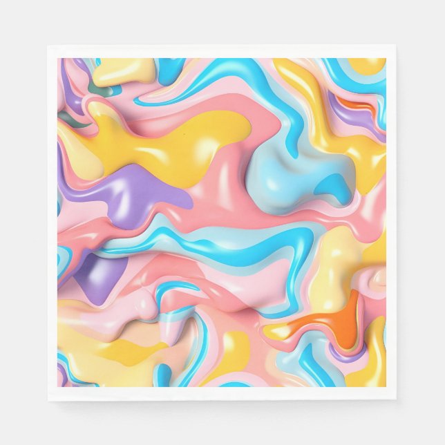Pastell Plastische Flüssigkeit Abstrakt Serviette (Vorderseite)
