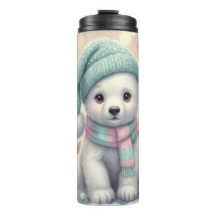 Pastell-Polarbär-Weihnachtsmuster Thermosbecher