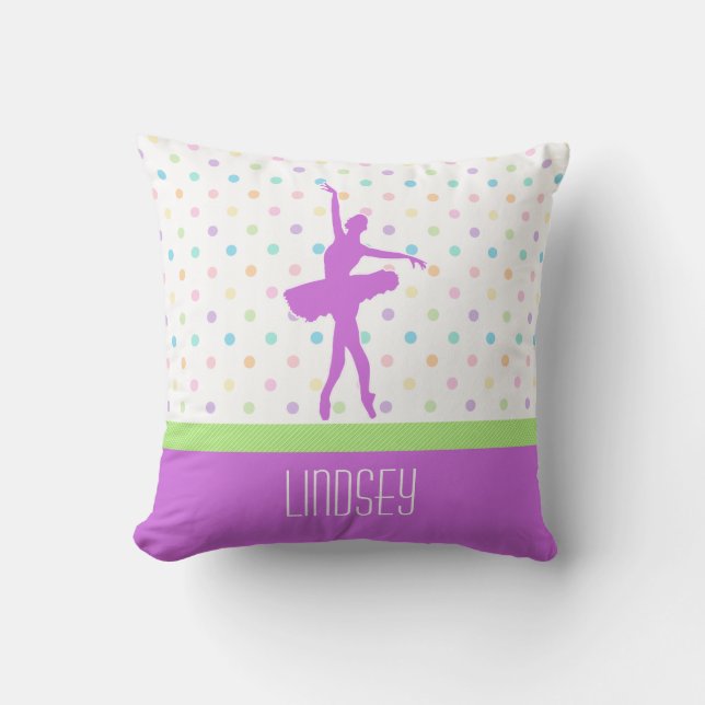 Pastell Polka-Punktierter Tutu-Tänzer mit lila Kissen (Vorderseite)