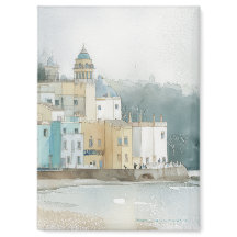 Pastell Portmeirion, Wales in Aquarell