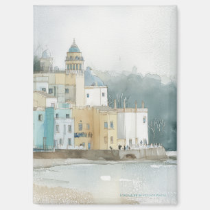 Pastell Portmeirion, Wales in Aquarell Magnet