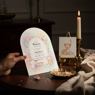 Pastell-Prinzessin-Wald-Baby-Party Einladung