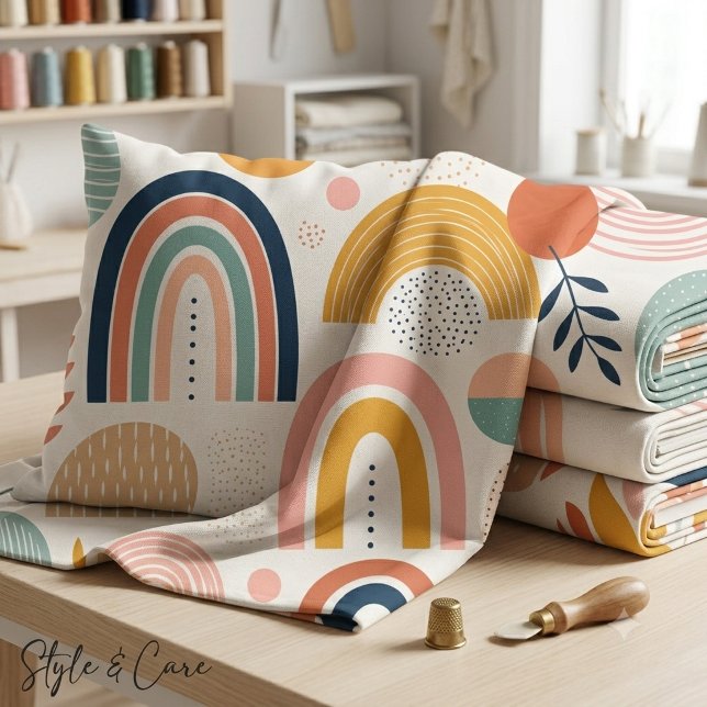 Pastell-Prisma-Bogen-Abstraktes Oberflächenmuster  Stoff (Pastel Prism Arc Abstract Surface Pattern Stylish Fabric)