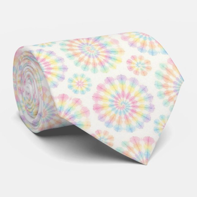 Pastell-Psychedelisches-Tie-Dye-Muster Krawatte (Gerollt)