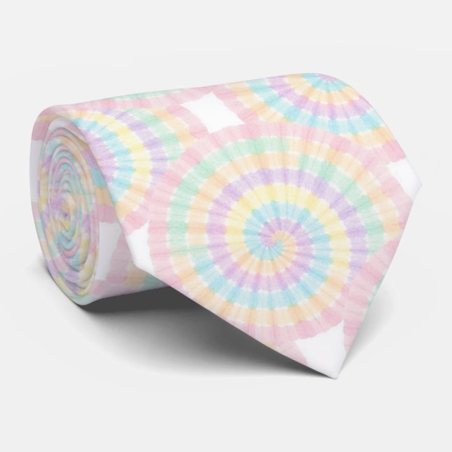 Pastell-Psychedelisches-Tie-Dye-Muster Krawatte (Gerollt)