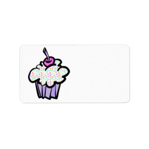 Pastell-Pünktchen-Cupcake Adressaufkleber