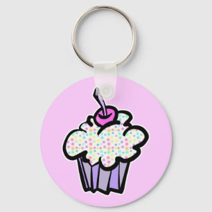Pastell-Pünktchen-Cupcake Schlüsselanhänger