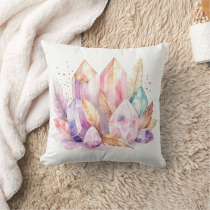 Pastell-Quarz-Kristalle Federn & Gold Kissen