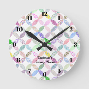 Pastell- Quiltuhr- Nähzimmer- Quilt- Dekoration Runde Wanduhr