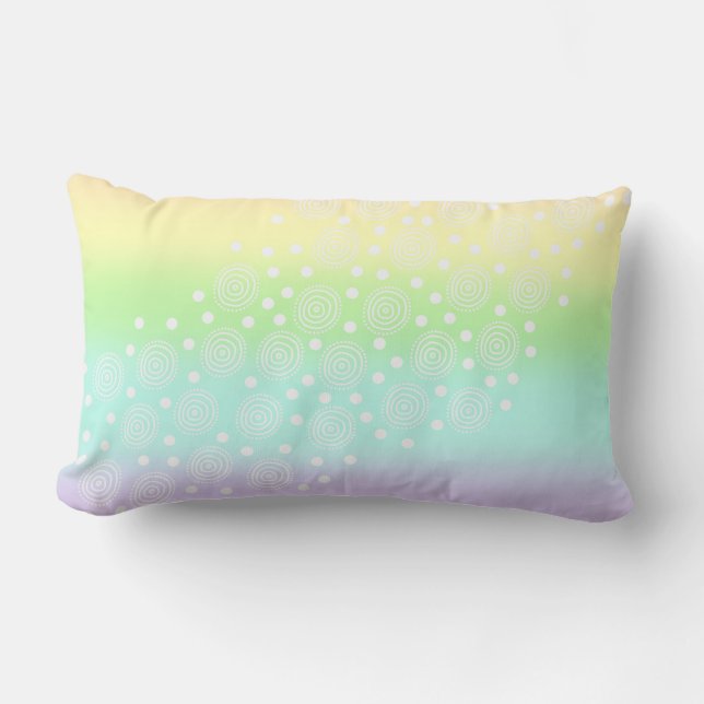 Pastell Rainbow Circles Lumbar Kissen (Vorderseite)