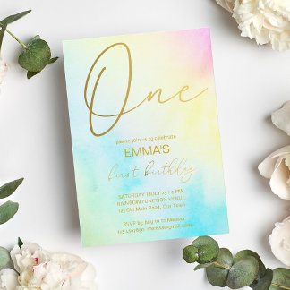 Pastell rainbow ombre erste Geburtstagsparty Einladung