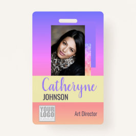 Pastell Rainbow Ombre Logo Barcode ID Template Car Ausweis