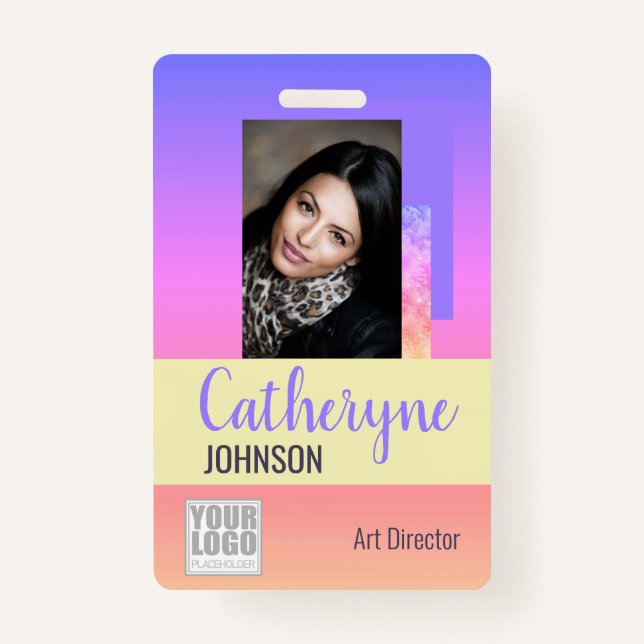 Pastell Rainbow Ombre Logo Barcode ID Template Car Ausweis (Vorderseite)