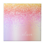 Pastell Rainbow Pink Gold Lila Glitzer Monogramm Fliese<br><div class="desc">Orange,  goldfarbene,  rosa pastellfarbene Imitate verdecken den Glitzer aus metallischem Sparkeln,  Monogramm-Name und Initial Keramik Tiles. Das macht den perfekten 16 Geburtstag,  Hochzeit,  Brautparty,  Jubiläum,  Babydusche oder Junggeselinnen-Abschied Geschenk für jemanden,  der Lieben glamourösen Luxus und schicke Stile.</div>