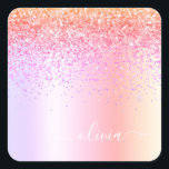 Pastell Rainbow Pink Gold Lila Glitzer Monogramm Quadratischer Aufkleber<br><div class="desc">Rainbow Pastel Blush Pink Imitate Foil Metallic Sparkle Glitzer gebürstete Metal Monogram Name und Initial Paper Party Aufkleber Adressenmarken. Das macht den perfekten 16 Geburtstag,  Hochzeit,  Brautparty,  Jubiläum,  Babydusche oder Junggeselinnen-Abschied Geschenk für jemanden,  der Lieben glamourösen Luxus und schicke Stile.</div>