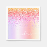 Pastell Rainbow Pink Gold Lila Glitzer Monogramm