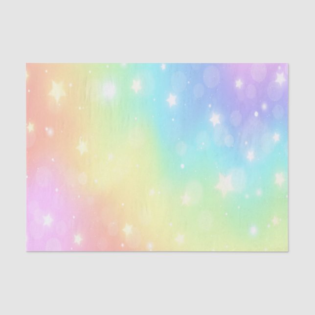Pastell Rainbow Stars Dekoupage Tissue Paper Seidenpapier (Vorderseite)