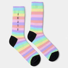 Pastell Rainbow Stripes Decora Style Socken