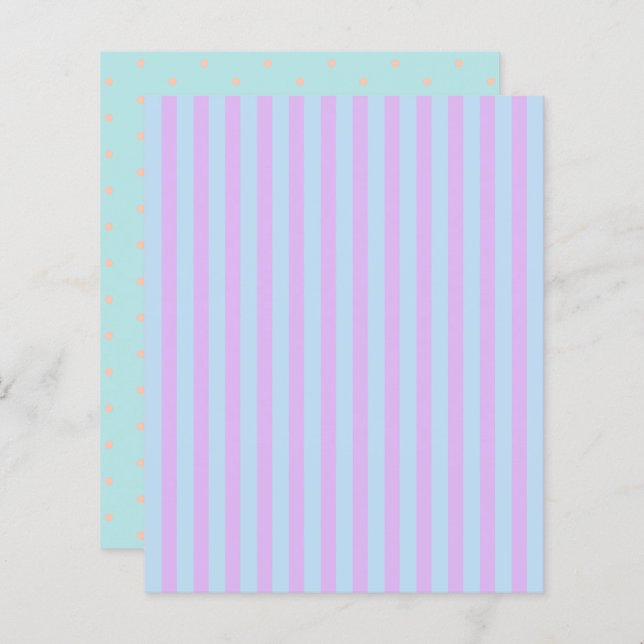 Pastell Rainbow Stripes & Polka Dot Scrapbook (Vorne/Hinten)