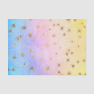 Pastell Rainbow Wasserfarbe mit goldenen Sonnen Seidenpapier