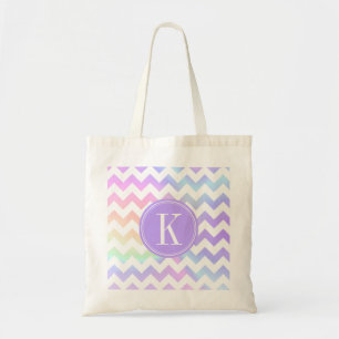 Pastell Rainbow Zickzack Monogramm Tragetasche