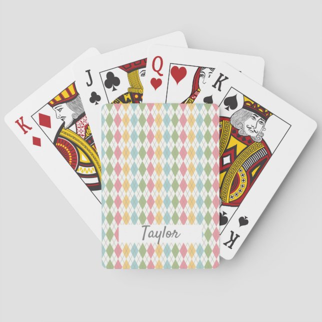 Pastell-Raute Muster Personalisiert Spielkarten (Rückseite)