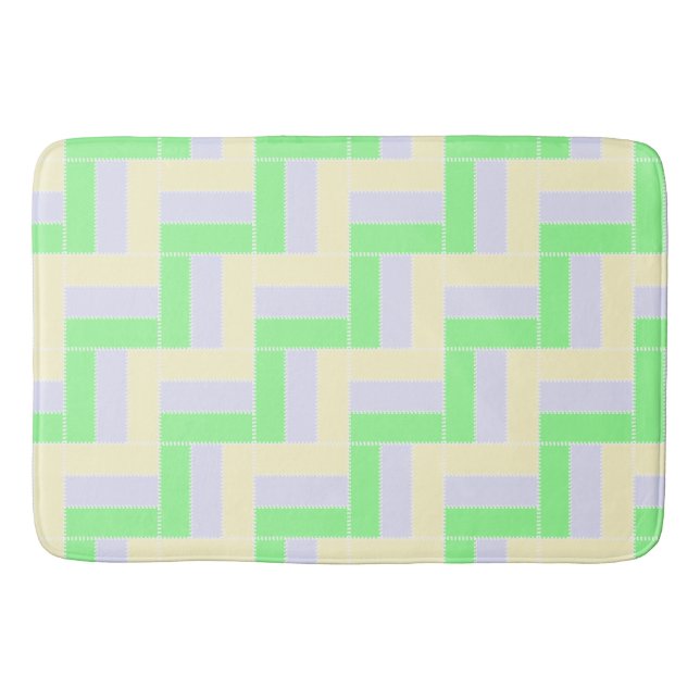 Pastell Rectangle Muster Weiße gestrichelte Linien Badematte (Vorderseite)