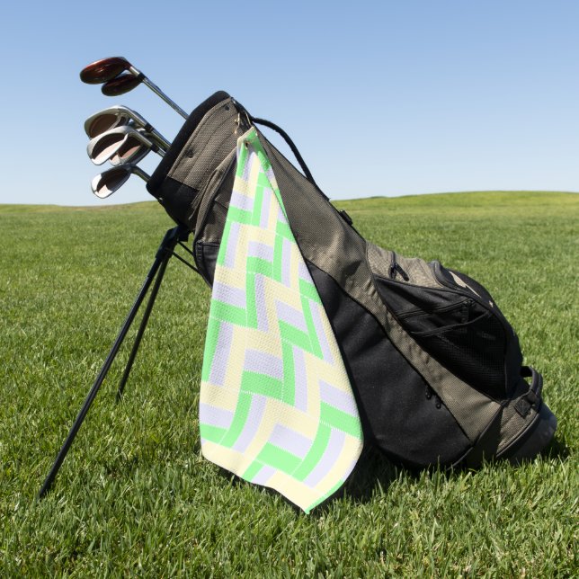 Pastell Rectangle Muster Weiße gestrichelte Linien Golfhandtuch (Gras)