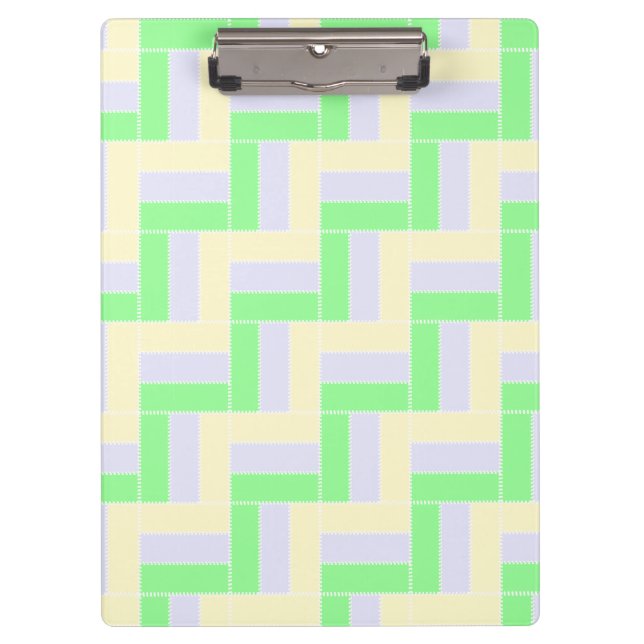 Pastell Rectangle Muster Weiße gestrichelte Linien Klemmbrett (Vorderseite)