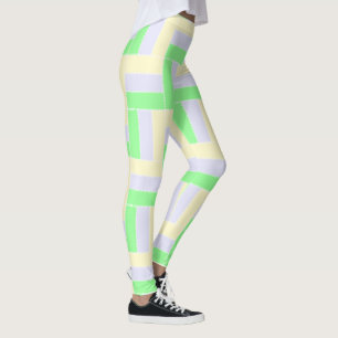 Pastell Rectangle Muster Weiße gestrichelte Linien Leggings