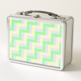 Pastell Rectangle Muster Weiße gestrichelte Linien Metall Brotdose