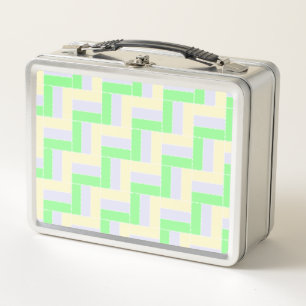 Pastell Rectangle Muster Weiße gestrichelte Linien Metall Brotdose
