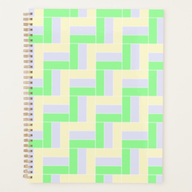 Pastell Rectangle Muster Weiße gestrichelte Linien Planer (Vorderseite)
