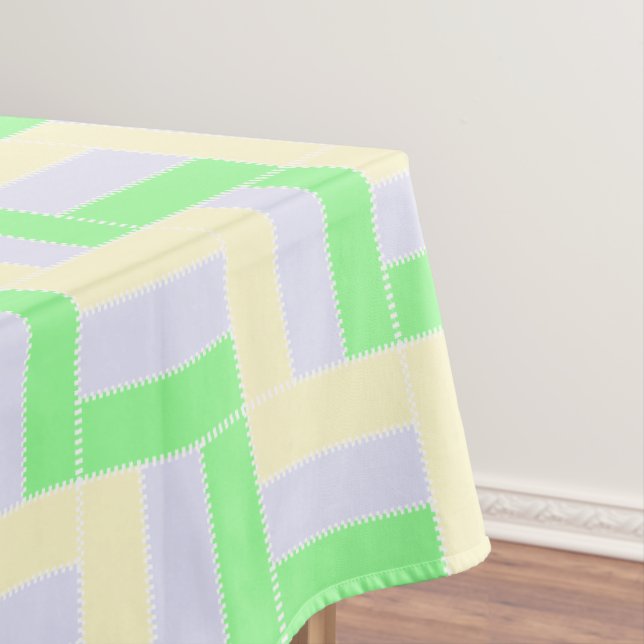 Pastell Rectangle Muster Weiße gestrichelte Linien Tischdecke (Beispiel)