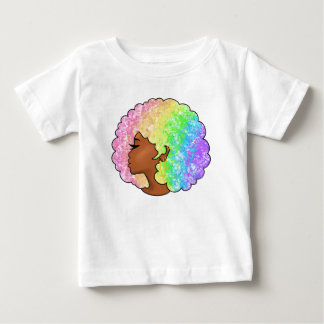 Pastell-Regenbogen-Afro-Porträt Groovy Retro Locke Baby T-shirt