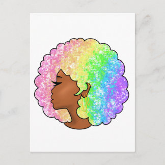 Pastell Regenbogen Afro-Porträt Groovy Retro Locke Einladungspostkarte