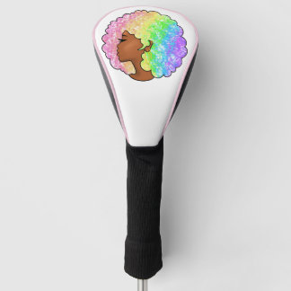 Pastell-Regenbogen-Afro-Porträt Groovy Retro Locke Golf Headcover