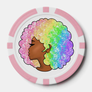 Pastell-Regenbogen-Afro-Porträt Groovy Retro Locke Pokerchips