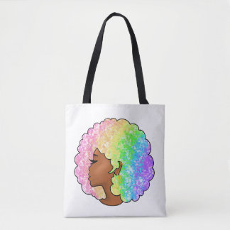 Pastell-Regenbogen-Afro-Porträt Groovy Retro Locke Tasche